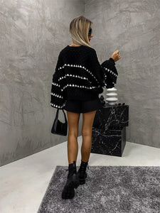 Black White Long Sleeve Sweater