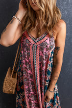 Load image into Gallery viewer, Pink Bohemian Floral Patchwork Print Long Sundress | Dresses/Floral Dresses

