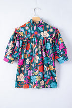 Load image into Gallery viewer, Green Floral Print Puff Sleeve Tied V Neck Blouse | Tops/Blouses &amp; Shirts
