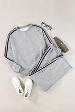 Load image into Gallery viewer, Light Grey Solid Color Side Striped Sweatshirt Active Set
