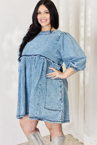 Denim Babydoll Dress | Oversized Mini Dress