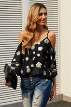 Load image into Gallery viewer, Cold Shoulder Blouse | Printed Three-Quarter Flare Sleeves
