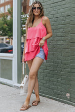 Load image into Gallery viewer, Rose Ruffle Tiered Spaghetti Strap Tank Top | Tops/Tank Tops
