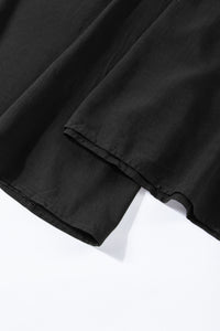 Black Drawstring Smocked High Waist Wide Leg Pants | Bottoms/Pants & Culotte