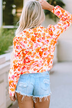 Load image into Gallery viewer, Orange Floral Bishop Sleeve Button Up Shirt | Tops/Blouses &amp; Shirts
