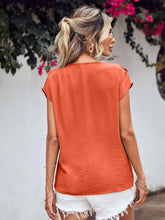 Load image into Gallery viewer, V Neck Blouse | Ruffled V-Neck Short Sleeve Blouse
