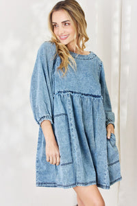 Denim Babydoll Dress | Oversized Mini Dress