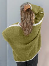 Load image into Gallery viewer, Double Take Contrast Open Front Dropped Shoulder Cardigan
