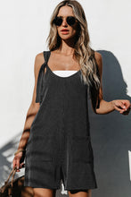 Load image into Gallery viewer, Dark Grey Striped Print Knotted Straps Pocketed Romper | Bottoms/Jumpsuits &amp; Rompers
