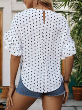 Load image into Gallery viewer, Polka Dot Top | Round Neck Half Sleeve Blouse
