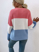 Load image into Gallery viewer, Color Block Round Neck Sweater
