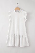 Load image into Gallery viewer, White Flutter Sleeve Crew Neck Shift Dress | Dresses/Mini Dresses
