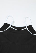 Load image into Gallery viewer, Black Sporty Ribbed Spaghetti Straps One Piece Swimdress | Swimwear/Swim Dresses
