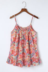 Multicolor Spaghetti Straps Floral Print Sleeveless Top | Tops/Tank Tops