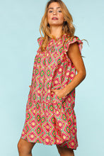 Load image into Gallery viewer, Ruffled Printed Dress | Full Size Ruffled Dress with Side Pockets
