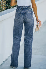 Load image into Gallery viewer, Sky Blue High Rise Ripped Straight Legs Loose Jeans | Bottoms/Jeans
