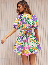 Load image into Gallery viewer, Printed Surplice Short Sleeve Dress | Dress
