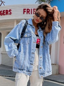 Distressed Long Sleeve Denim Top