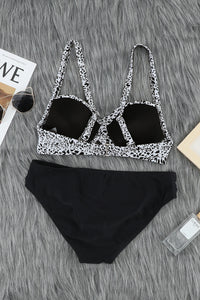 Black Twisted Bust Leopard Bikini Set | Swimwear/Bikinis