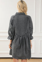 Load image into Gallery viewer, Denim Mini Dress | Gray Buttoned Long Sleeve
