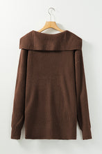 Load image into Gallery viewer, Brown Chunky Knit Lapel Collar Button up Cardigan
