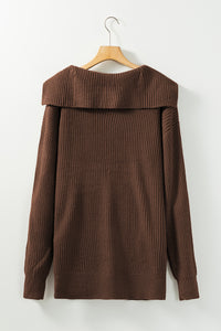 Brown Chunky Knit Lapel Collar Button up Cardigan