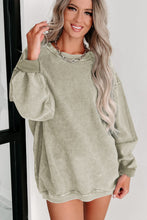 Load image into Gallery viewer, Pullover Sweatshirt | Green Solid Ribbed Knit Round Neck
