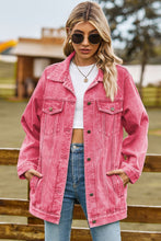 Load image into Gallery viewer, Womens Jacket-Buttoned Collared Neck Denim Jacket with Pockets
