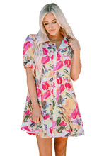 Load image into Gallery viewer, Shirt Dress | Multi-Color Floral Print Short Sleeve
