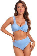 Load image into Gallery viewer, Sky Blue 2pcs Textured Twist Bikini Swimsuit | Swimwear/Bikinis
