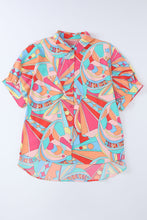 Load image into Gallery viewer, Multicolor Abstract Geometry Print Half Puff Sleeve Loose Shirt | Tops/Blouses &amp; Shirts
