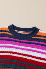 Load image into Gallery viewer, Stripe Boho Fashion Drop Shoulder Baggy Sweater | Tops/Sweaters &amp; Cardigans
