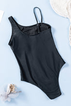 Load image into Gallery viewer, Black One-shoulder Mesh Cuouts Monokini
