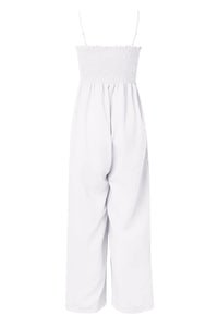 Womens Jumpsuit | Smocked Spaghetti Strap Wide Leg Jumpsuit | jumpsuit