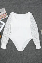 Load image into Gallery viewer, White Lace Sleeves Square Neck Bodysuit | Tops/Bodysuits
