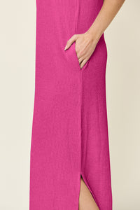 Pink Maxi Dress | Full Size Mock Neck Dress