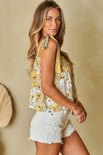 Load image into Gallery viewer, Yellow Floral Patchwork Tied Straps Buttoned Tank Top | Tops/Tank Tops
