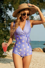 Load image into Gallery viewer, Tied Printed Surplice One-Piece Swimwear
