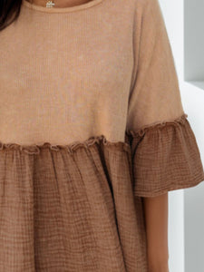 Mini Dress | Frill Round Neck Half Sleeve Dress