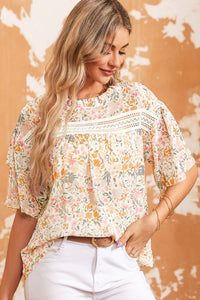 Multicolor Floral Print Wide Ruffle Sleeves Blouse | Tops/Blouses & Shirts