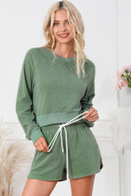 Load image into Gallery viewer, Shorts Set | Green Fleece Two-piece Cropped Pullover Shorts
