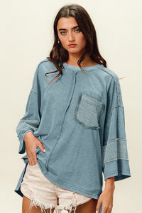 Womens Denim Blouse | BiBi High-Low Washed T-Shirt | Tops/Blouses & Shirts