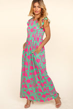 Load image into Gallery viewer, Maxi Dress | Ruffled Printed Cap Sleeves Dress
