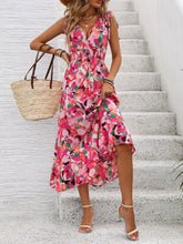 Load image into Gallery viewer, Ruffled Smocked Printed Sleeveless Dress
