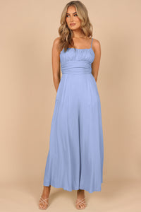 Jumpsuit | Sky Blue Spaghetti Straps Backless Knot Wide-Leg