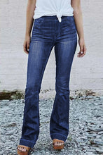 Load image into Gallery viewer, Blue High Rise Elastic Waist Flare Jeans | Bottoms/Jeans
