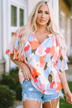 Load image into Gallery viewer, Multicolor Floral Print V Neck Half Sleeve Blouse | Tops/Blouses &amp; Shirts
