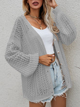 Load image into Gallery viewer, Pink Openwork Button Front Cardigan
