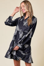 Load image into Gallery viewer, Black Leopard Print Button-up Long Sleeve Shirt Mini Dress | Dresses/Mini Dresses
