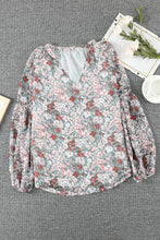 Load image into Gallery viewer, Multicolor Floral Print V Neck Long Puff Sleeve Top
